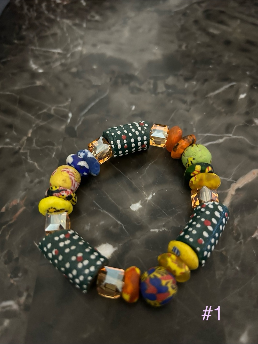 Handmade Colorful Beaded Stretch Bracelets From Ghana (Pink One)